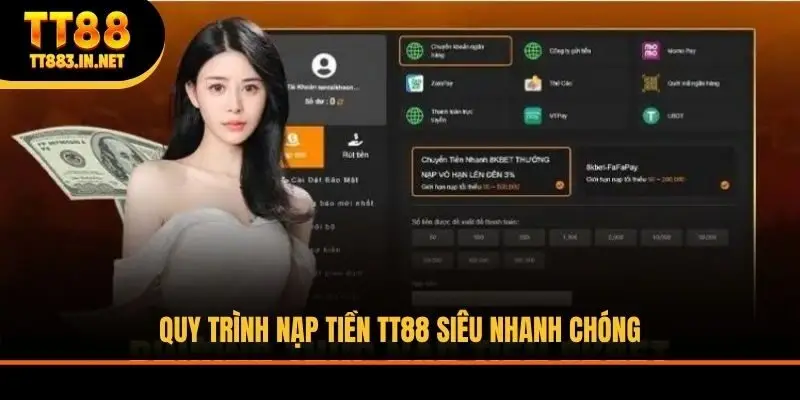 Quy trình nạp tiền TT88 siêu nhanh chóng